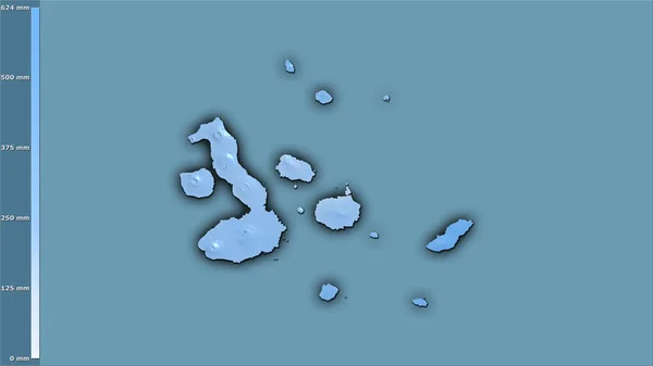 Efsanevi Stereografik Projeksiyondaki Galapagos Adaları Bölgesinde Yıllık Yağış Koyu Parlak — Stok fotoğraf