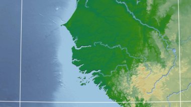 Gambiya. Mahalle - dış hatları olmayan uzak perspektif. renk fiziksel haritası