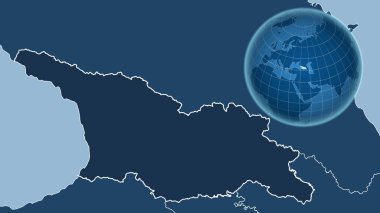 Georgia mı? Zoom haritasına karşı ülkenin şekline sahip bir dünya. Sadece şekiller - kara / okyanus maskesi