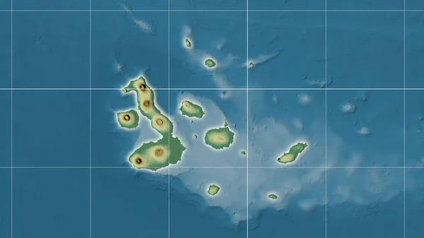 Het Gebied Van Galapagos Eilanden Topografische Reliëfkaart Stereografische Projectie Hoofdcompositie — Stockfoto