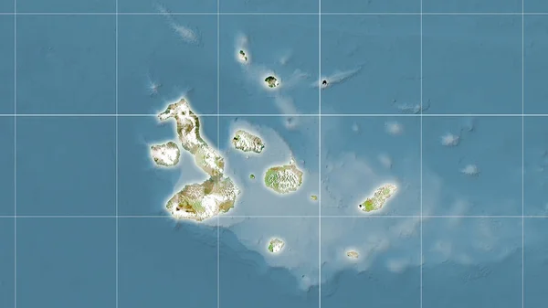 Islas Galápagos Satélite Mapa Proyección Estereográfica Composición Principal — Foto de Stock