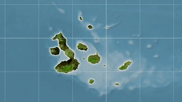 Area Delle Isole Galapagos Sulla Mappa Satellitare Nella Proiezione Stereografica — Foto Stock