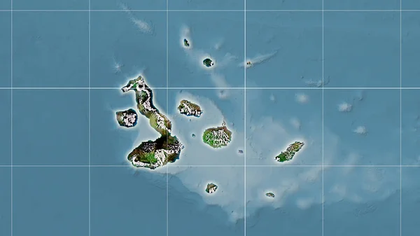 Територія Галапагоських Островів Супутниковій Карті Стереографічній Проекції Головний Склад — стокове фото