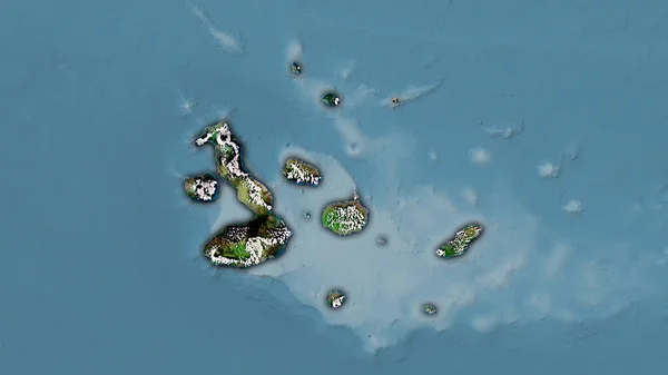 Galapágy Oblast Ostrovů Mapě Satelitu Stereografické Projekci Hrubé Složení Rastrových — Stock fotografie