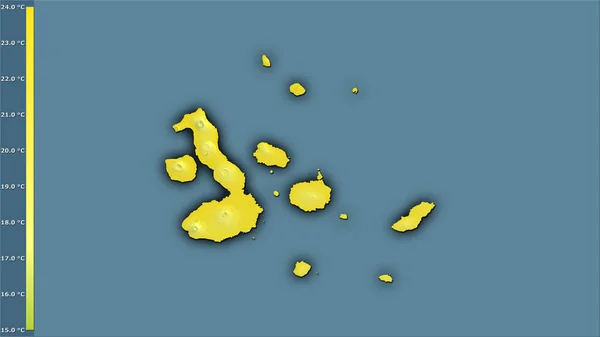 Průměrná Teplota Nejteplejší Čtvrti Oblasti Galapážských Ostrovů Stereografické Projekci Legendou — Stock fotografie