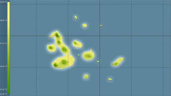 Maximumtemperatuur Van Warmste Maand Galapagos Eilanden Stereografische Projectie Met Legende — Stockfoto