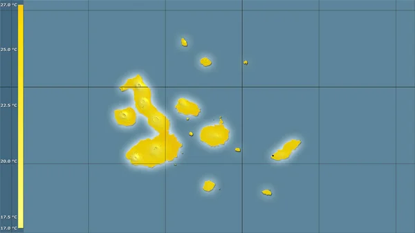 加拉帕戈斯群岛地区内带有图例的立体投影中最暖四分之一的平均温度 主成分 — 图库照片