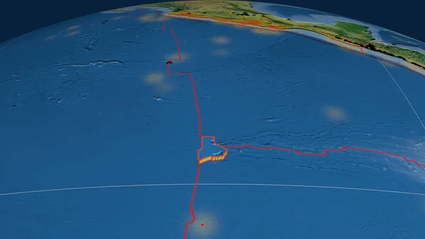 Galapagos Tektonische Platte Extrudiert Auf Dem Globus Topographische Karte Rendering — Stockfoto