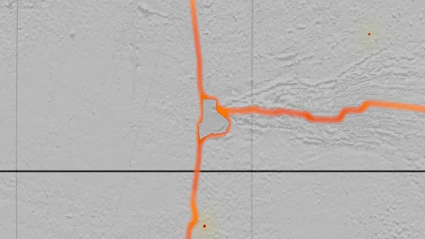 カヴァライスキー プロジェクションの世界的なグレースケールの標高マップについて概説したガラパゴス地殻プレート 3Dレンダリング — ストック写真