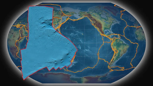 Galapagos Tectonic Plate Extruded Presented Global Topographic Relief Map Kavrayskiy — Stock Photo, Image