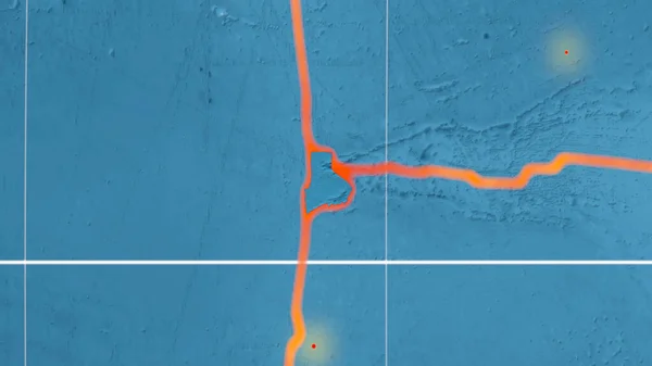 世界地形図上のカヴァライスキー プロジェクションで概説されたガラパゴス地殻プレート 3Dレンダリング — ストック写真