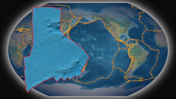 Płyta Tektoniczna Galapagos Ekstrudowana Prezentowana Globalnej Mapie Topograficznej Projekcji Kavrayskiya — Zdjęcie stockowe