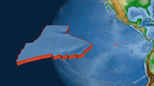加拉帕戈斯板块挤压并呈现在地球上 彩色物理地图 3D渲染 — 图库照片