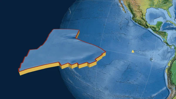 Placa Tectónica Galápagos Extrudida Apresentada Contra Globo Mapa Topográfico Renderização — Fotografia de Stock