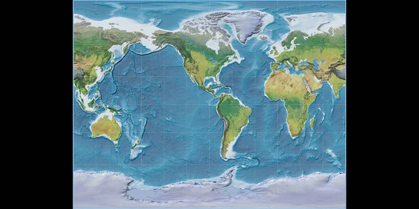 Карта Мира Стереографической Проекции Галла Сосредоточена Западной Долготе Основные Физиографические — стоковое фото