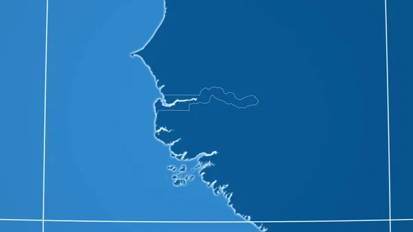 ガンビア 国の概要と遠くの視点 図形のみ Land Sea Mask — ストック写真