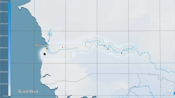 Precipitación Del Cuarto Más Frío Dentro Del Área Gambia Proyección —  Fotos de Stock