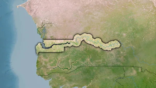 Gambia Área Satélite Mapa Proyección Estereográfica Composición Cruda Capas Trama — Foto de Stock