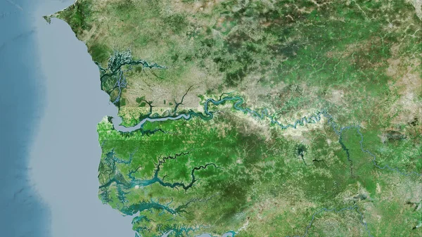 Gâmbia Área Mapa Satélite Projeção Estereográfica Composição Bruta Camadas Raster — Fotografia de Stock