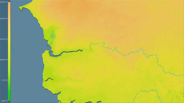 Průměrné Denní Teplotní Výkyvy Oblasti Gambie Stereografické Projekci Legendou Hrubé — Stock fotografie