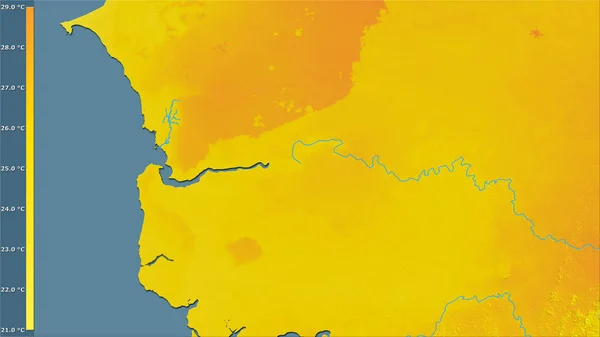 Gemiddelde Temperatuur Van Het Warmste Kwartaal Het Gambia Gebied Stereografische — Stockfoto