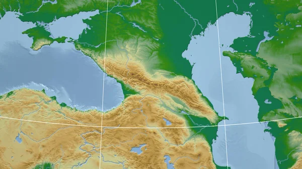 Georgia Sousedství Vzdálená Perspektiva Bez Obrysu Barevná Fyzická Mapa — Stock fotografie