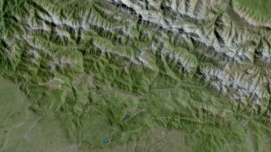 Racha-Lechkhumi-Kvemo Svaneti, Gürcistan bölgesi. Uydu görüntüleri. Ülke alanına göre şekillendirilmiş. 3B görüntüleme