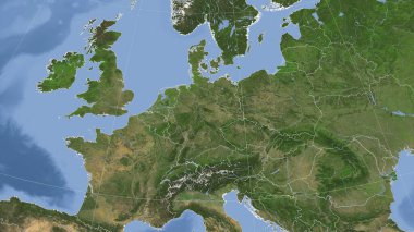 Almanya ve komşuları. Uzak eğimli perspektif - özet yok. uydu resimleri