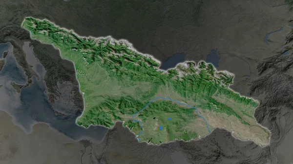 Oblast Gruzie Zvětšovala Žhnula Tmavém Pozadí Svého Okolí Satelitní Snímky — Stock fotografie