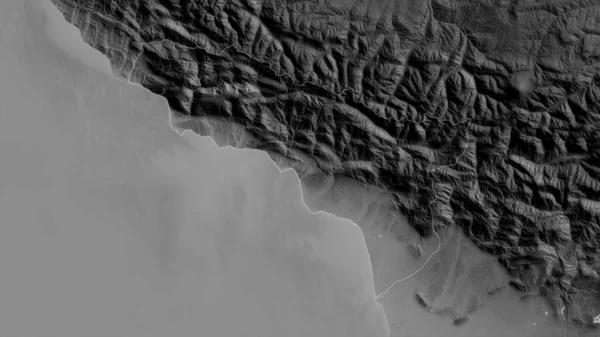 阿布哈兹 格鲁吉亚自治共和国 有湖泊和河流的灰度地图 形状与它的国家相对应 3D渲染 — 图库照片