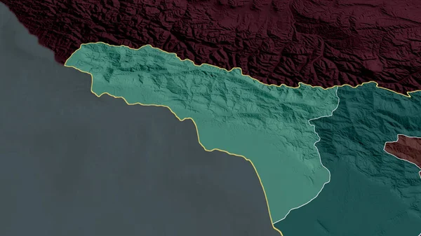 Abjasia República Autónoma Georgia Acercó Destacó Mapa Coloreado Tocado División — Foto de Stock