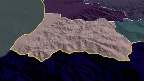 アジャリア ジョージアの自治共和国が拡大し 強調した 行政区画の色と衝突した地図 3Dレンダリング — ストック写真