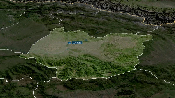 Imereti Gürcistan Bölgesi Sermaye Ile Yakınlaştırıldı Vurgulandı Uydu Görüntüleri Görüntüleme — Stok fotoğraf
