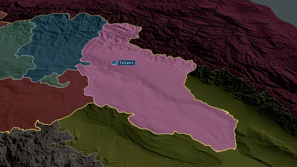 Kakheti Región Georgia Acercó Destacó Con Capital Mapa Coloreado Tocado — Foto de Stock