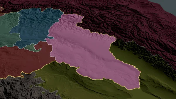 Kakheti Regione Della Georgia Ingrandita Evidenziata Mappa Colorata Urtata Della — Foto Stock