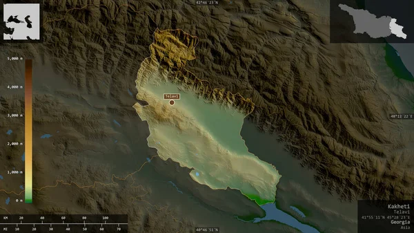 Kacheti Region Georgien Farbige Shader Daten Mit Seen Und Flüssen — Stockfoto