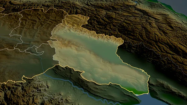 カヘティ ジョージア州の地域が拡大し 強調した 主な物理的な風景機能 3Dレンダリング — ストック写真