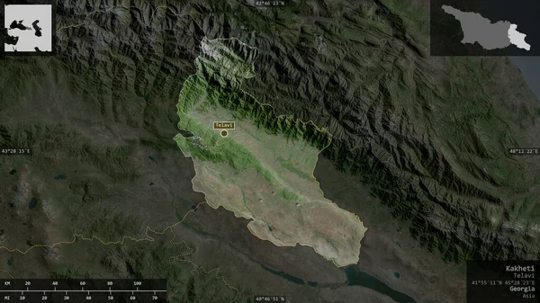 Kakheti Região Geórgia Imagens Satélite Forma Apresentada Contra Sua Área — Fotografia de Stock
