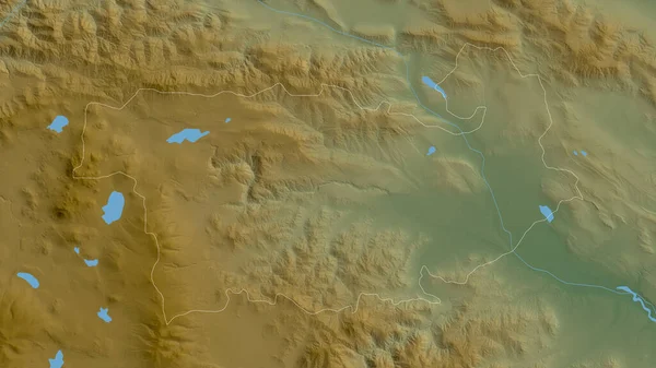 ジョージア州のKvemo Kartli 湖や川と色シェーダーデータ 形状は その国の領域に対して概説 3Dレンダリング — ストック写真