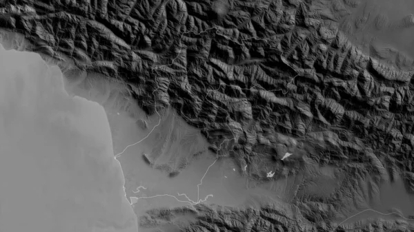 サメグレロ スヴァネティ ジョージア州の地方 湖や川とグレースケールの地図 形状は その国の領域に対して概説 3Dレンダリング — ストック写真