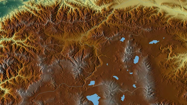 Samtskhe Javakheti Region Georgia Colored Relief Lakes Rivers Shape Outlined — Stock Photo, Image
