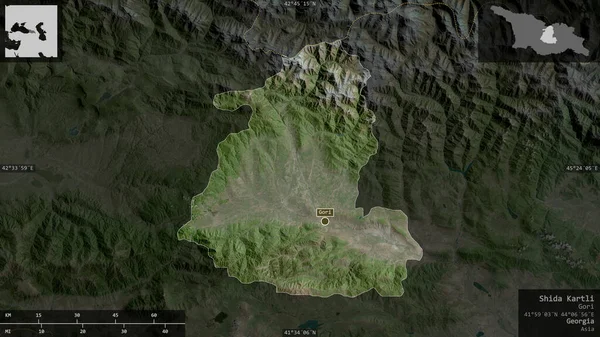 Shida Kartli Région Géorgie Imagerie Satellite Forme Présentée Contre Zone — Photo