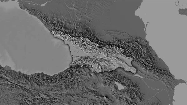 立体予測の二階の標高マップ上のジョージア領域 暗い輝線の輪郭を持つラスター層の生の構成 — ストック写真