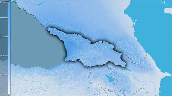 Precipitation Warmest Quarter Georgia Area Stereographic Projection Legend Raw Composition — Stock Photo, Image