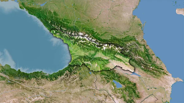 Obszar Gruzji Mapie Satelitarnej Projekcji Stereograficznej Surowa Kompozycja Warstw Rastrowych — Zdjęcie stockowe