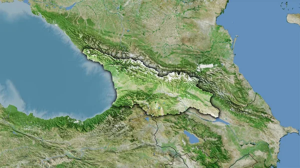 Zona Della Georgia Sulla Mappa Satellitare Nella Proiezione Stereografica Composizione — Foto Stock