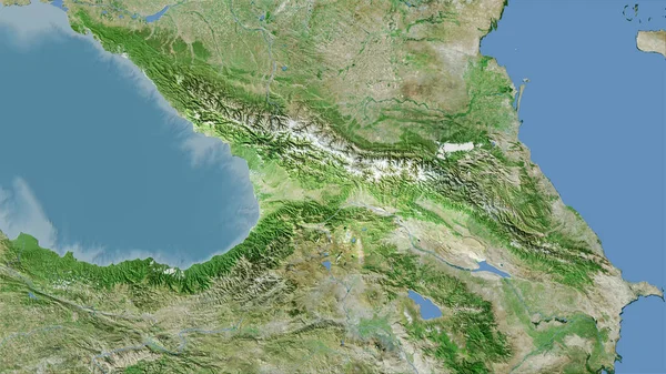 Georgien Auf Der Satelliten Karte Der Stereographischen Projektion Rohe Zusammensetzung — Stockfoto