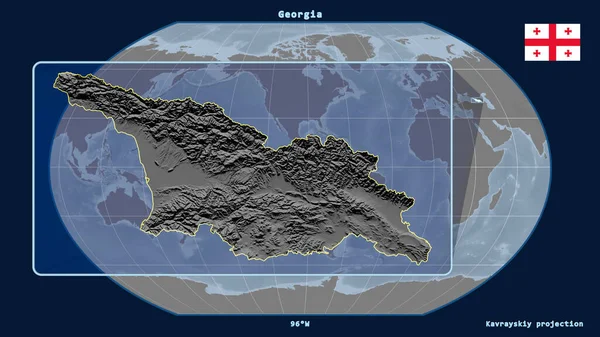 Vista Ampliada Geórgia Contornos Com Linhas Perspectiva Contra Mapa Global — Fotografia de Stock