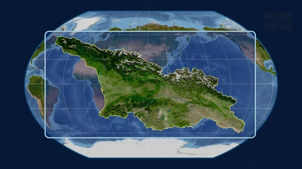 조지아의 윤곽은 카브라 계획에서 세계적 지도에 반대하는 선으로 형상이 중심이다 — 스톡 사진
