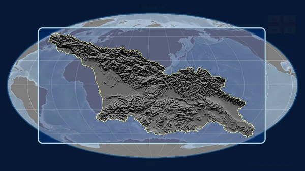 조지아의 윤곽을 지도에 보인다 형상이 중심이다 Grayscale Elevation Map — 스톡 사진